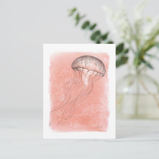 Waterverf kwallen briefkaart (Staand voorkant)