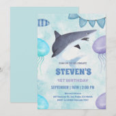 waterverf Kwallen en haai 1e verjaardag Kaart (Voorkant / Achterkant)