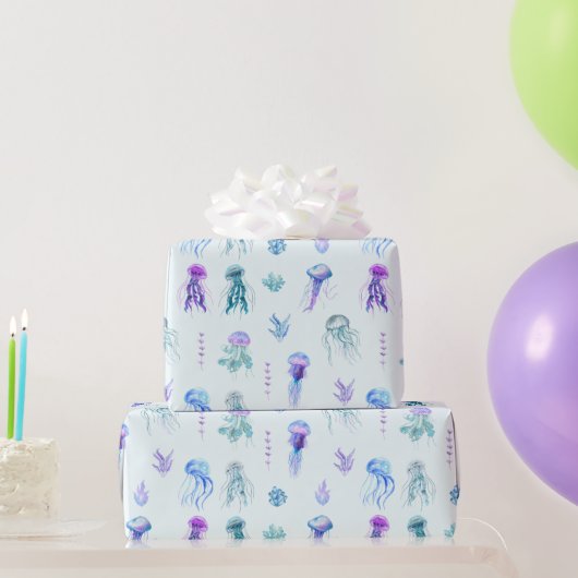 Waterverf Kwallen en Zeewier Cadeaupapier (Feestgeschenken)