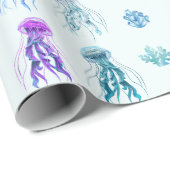 Waterverf Kwallen en Zeewier Cadeaupapier (Rol Hoek)