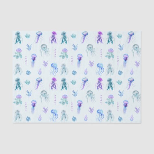 Waterverf Kwallen en Zeewier Tissuepapier (Voorkant)