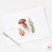 Waterverf kwallen ronde sticker (Envelop)