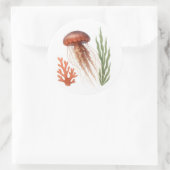 Waterverf kwallen ronde sticker (Tas)
