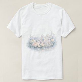 Waterverf Kwarts Kristallen Pastel Pioenrozen Bloe T-shirt