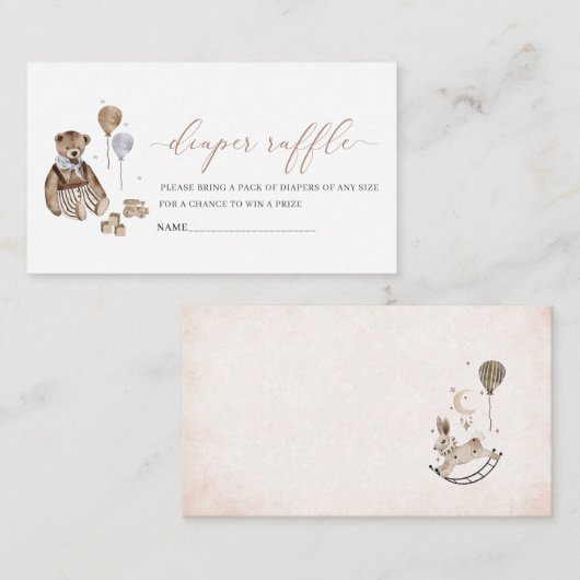 Waterverf kwekerij  Teddy Bear baby shower Informatiekaartje (Voorkant / Achterkant)