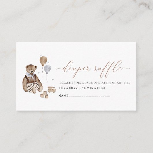 Waterverf kwekerij  Teddy Bear baby shower Informatiekaartje (Voorkant)