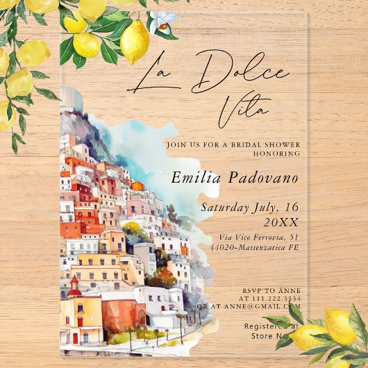 Waterverf La Dolce Vita Italiaans Vrijgezellenfees Acryl Uitnodigingen