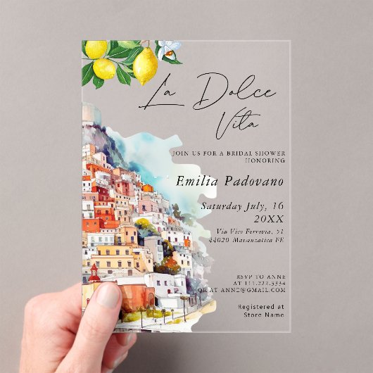 Waterverf La Dolce Vita Italiaans Vrijgezellenfees Acryl Uitnodigingen (Insitu (Draagbaar))