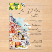 Waterverf La Dolce Vita Italiaans Vrijgezellenfees Acryl Uitnodigingen (Voorkant)