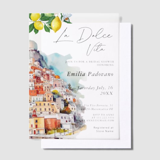 Waterverf La Dolce Vita Italiaans Vrijgezellenfees Vellum Uitnodigingen (Offset)