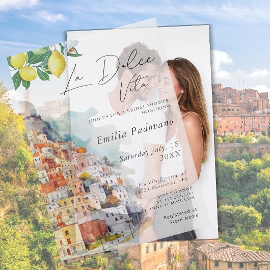 Waterverf La Dolce Vita Italiaans Vrijgezellenfees Vellum Uitnodigingen