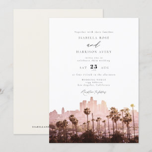 Waterverf LA Los Angeles California City Wedding Kaart