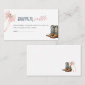 Waterverf Laarzen of Bogen baby shower luier raf Informatiekaartje (Voorkant / Achterkant)