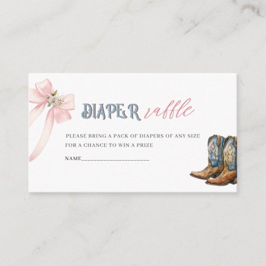 Waterverf Laarzen of Bogen baby shower luier raf Informatiekaartje (Voorkant)