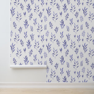 Waterverf laat blauw behang