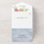 Waterverf laat bloemen botanische bruiloft RSVP All In One Uitnodiging (Buitenkant)