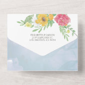 Waterverf laat bloemen botanische bruiloft RSVP All In One Uitnodiging (Achterkant)