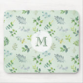Waterverf laat foliage Greenery Monogram Foliage Muismat (Voorkant)