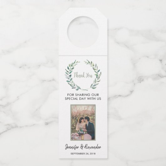 Waterverf laat fotokoppel Weddenschap Flessenhanger (Voorkant)