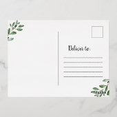 Waterverf laat 'Gold Foil Moving Announge' achter Folie Uitnodiging Briefkaart (Achterkant)