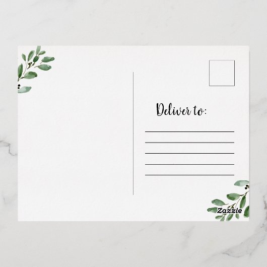 Waterverf laat 'Gold Foil Moving Announge' achter Folie Uitnodiging Briefkaart (Achterkant)