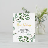 Waterverf laat 'Gold Foil Moving Announge' achter Folie Uitnodiging Briefkaart (Staand Voorkant)