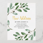 Waterverf laat 'Gold Foil Moving Announge' achter Folie Uitnodiging Briefkaart (Voorkant)