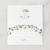 Waterverf laat groen bruiloft gevouwen plaatskaartje (Buitenkant ongevouwen)