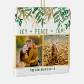 Waterverf laat groen en geel fotocollage keramisch ornament (Rechts)