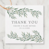 Waterverf laat groen huwelijk los Dank je Bedankjes Labels (Voorkant)