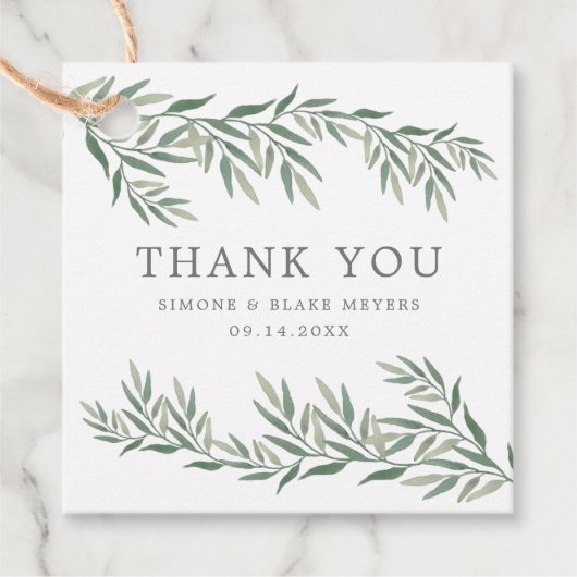Waterverf laat groen huwelijk los Dank je Bedankjes Labels (Voorkant)