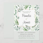 Waterverf laat Kaart voor uitnodiging tot weddensc (Voorkant / Achterkant)