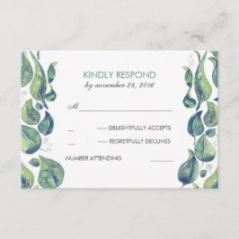 Waterverf laat laurier rustieke bruiloft RSVP Kaartje