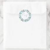 Waterverf laat monogram bruiloft ronde sticker (Tas)