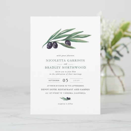 Waterverf laat Olive Orchard Wedding verlaten Kaart (Staand voorkant)