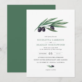 Waterverf laat Olive Orchard Wedding verlaten Kaart