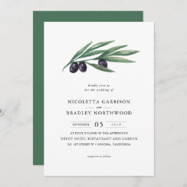 Waterverf laat Olive Orchard Wedding verlaten Kaart
