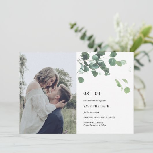 Waterverf laat opslaan van de datum fotokaart save the date (Staand voorkant)