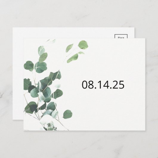 Waterverf laat opslaan van de datum moderne letter aankondigingskaart (Voorkant / Achterkant)
