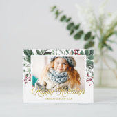 Waterverf laat Prettige feestdagen kerstfoto achte Briefkaart (Staand voorkant)