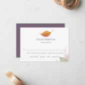 Waterverf laat Rustic Wedding RSVP-kaart achter Notitiekaartje (Voorkant / Achterkant in situ)