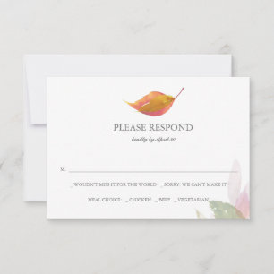 Waterverf laat Rustic Wedding RSVP-kaart achter Notitiekaartje