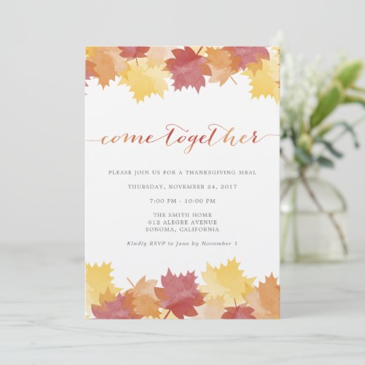 Waterverf laat uitnodiging van Thanksgiving partij (Staand voorkant)
