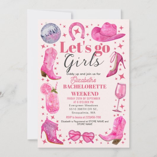 Waterverf Laatste Rodeo vrijgezellenfeest weekend Kaart (Voorkant)