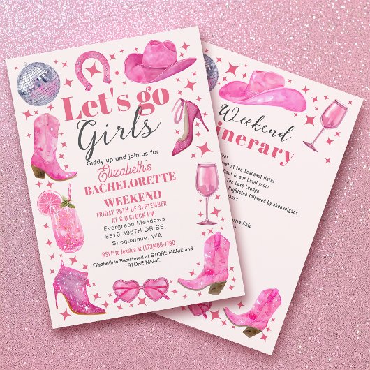 Waterverf Laatste Rodeo vrijgezellenfeest weekend Kaart