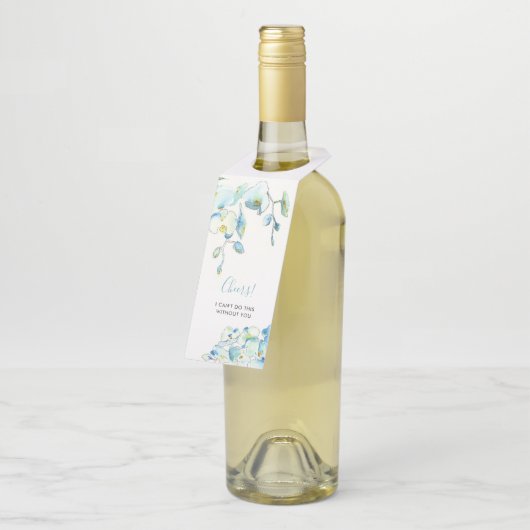 Waterverf Label Blauwe Floral (Schuin)