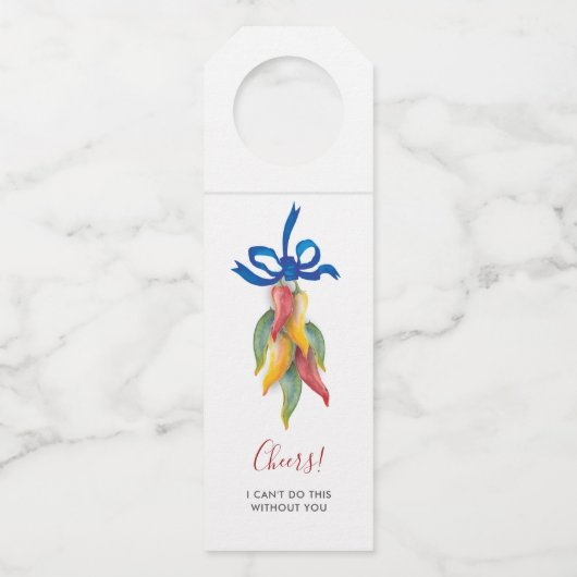 Waterverf Label Chili Pepper Wine (Voorkant)