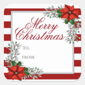  Waterverf Label met kerstcadeaus Poinsettia (Voorkant)