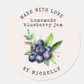 Waterverf-label voor blauwebessenjam, sticker voor (Voorkant)