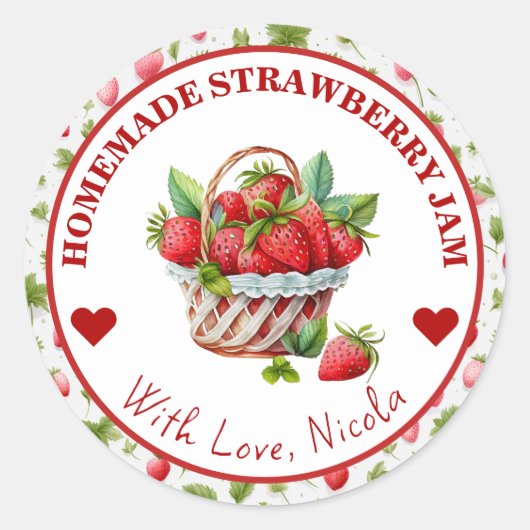 Waterverf Label voor Thuisgemaakte Aardbeienjam (Voorkant)